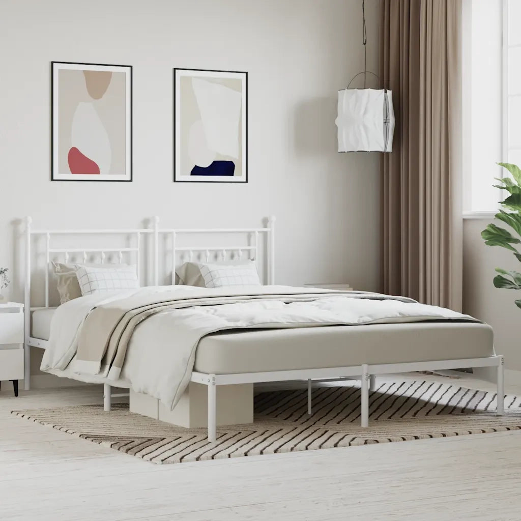 Letto matrimoniale | Letto per adulti | Giroletto con Testiera Metallo Bianco 180x200 cm
