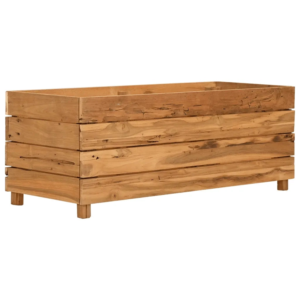 Fioriere | Cassetta per fiori | Letto Rialzato 100x40x38 cm Legno di Teak di Recupero e Acciaio