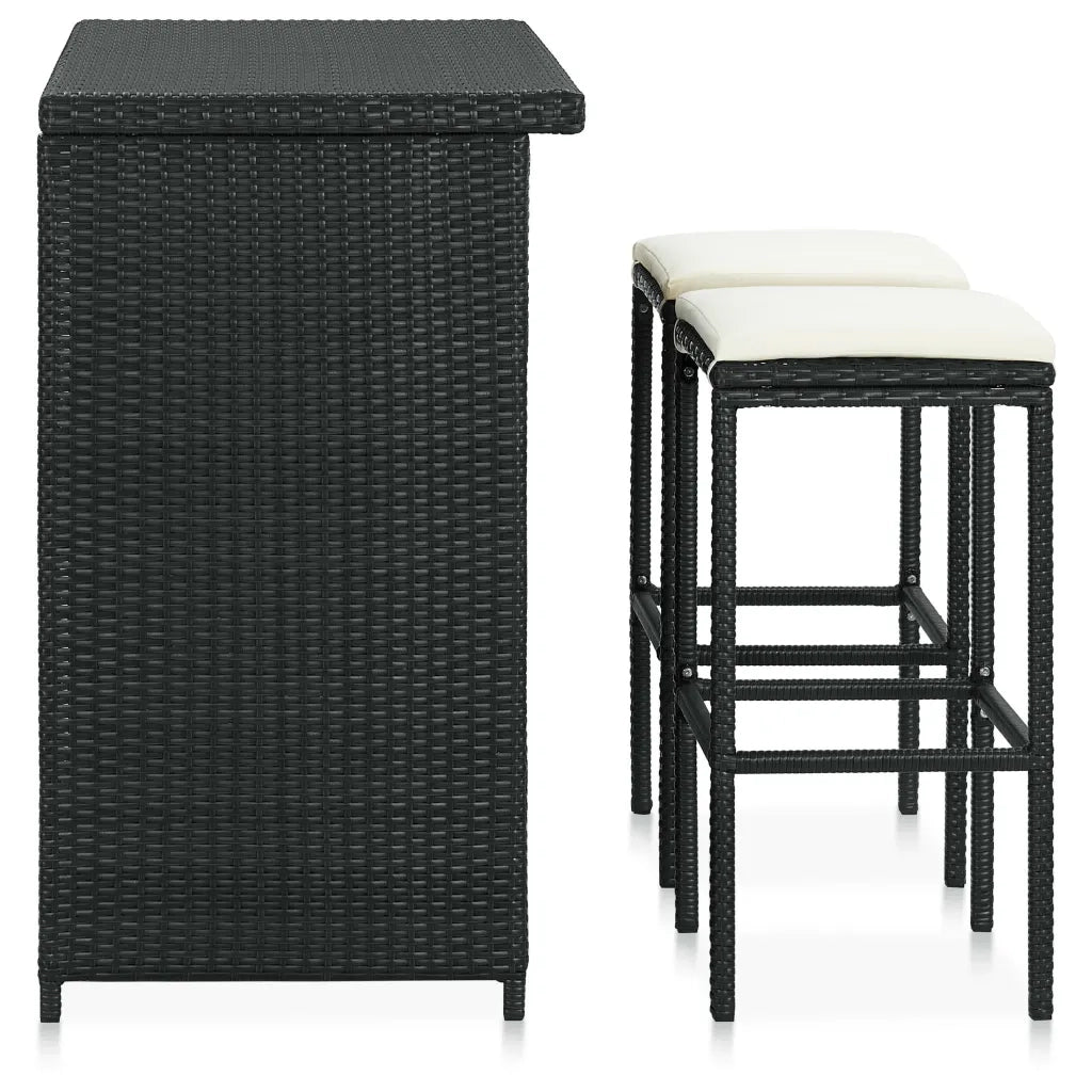 Set da Bar 3 pz in Polyrattan Nero CFW9162878