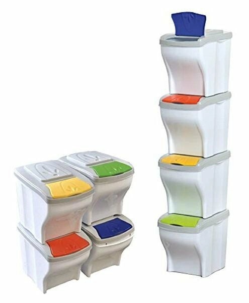 SET PATTUMIERA PER LA RACCOLTA DIFFERENZIATA 'POKER' Conf. 4 pezzi - cm 28x40x31h - BAMA
