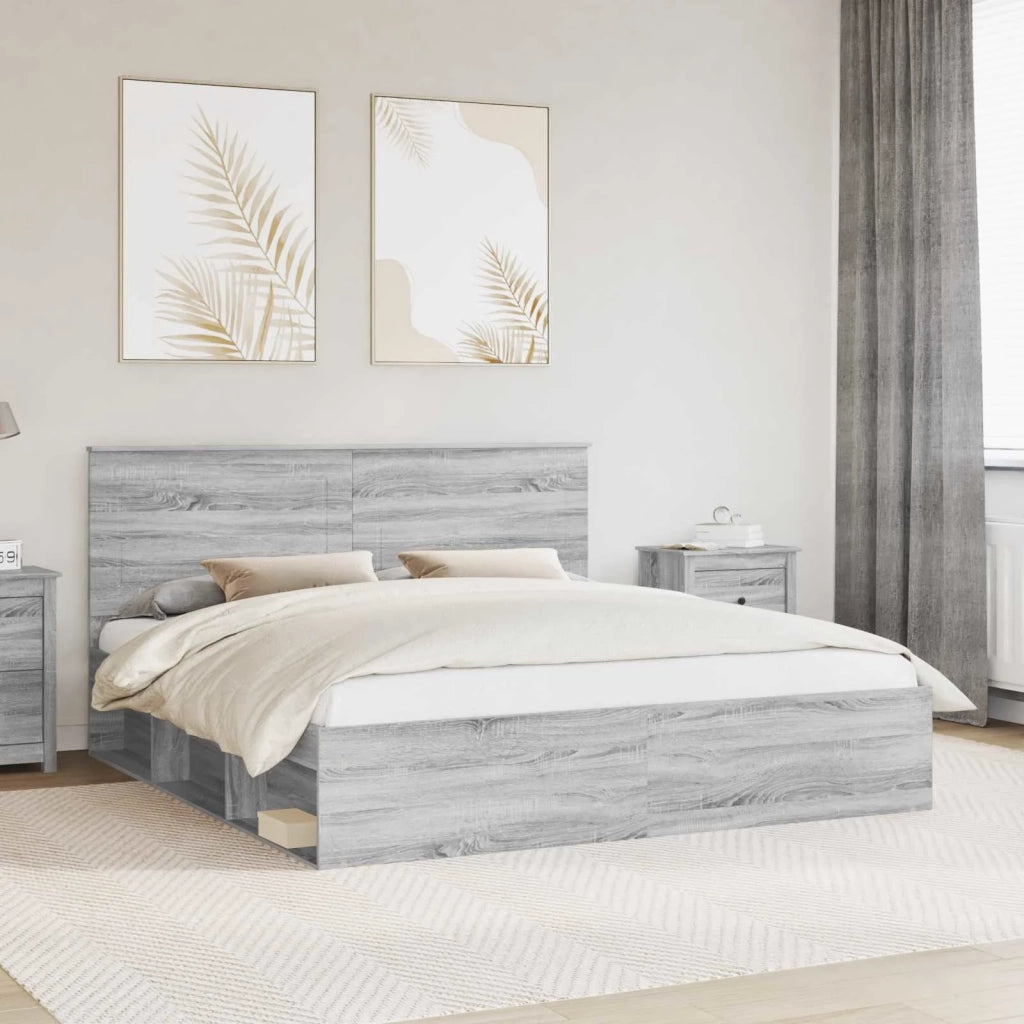 Struttura del letto Grigio Sonoma 200 x 200 cm Pino massello 3409314