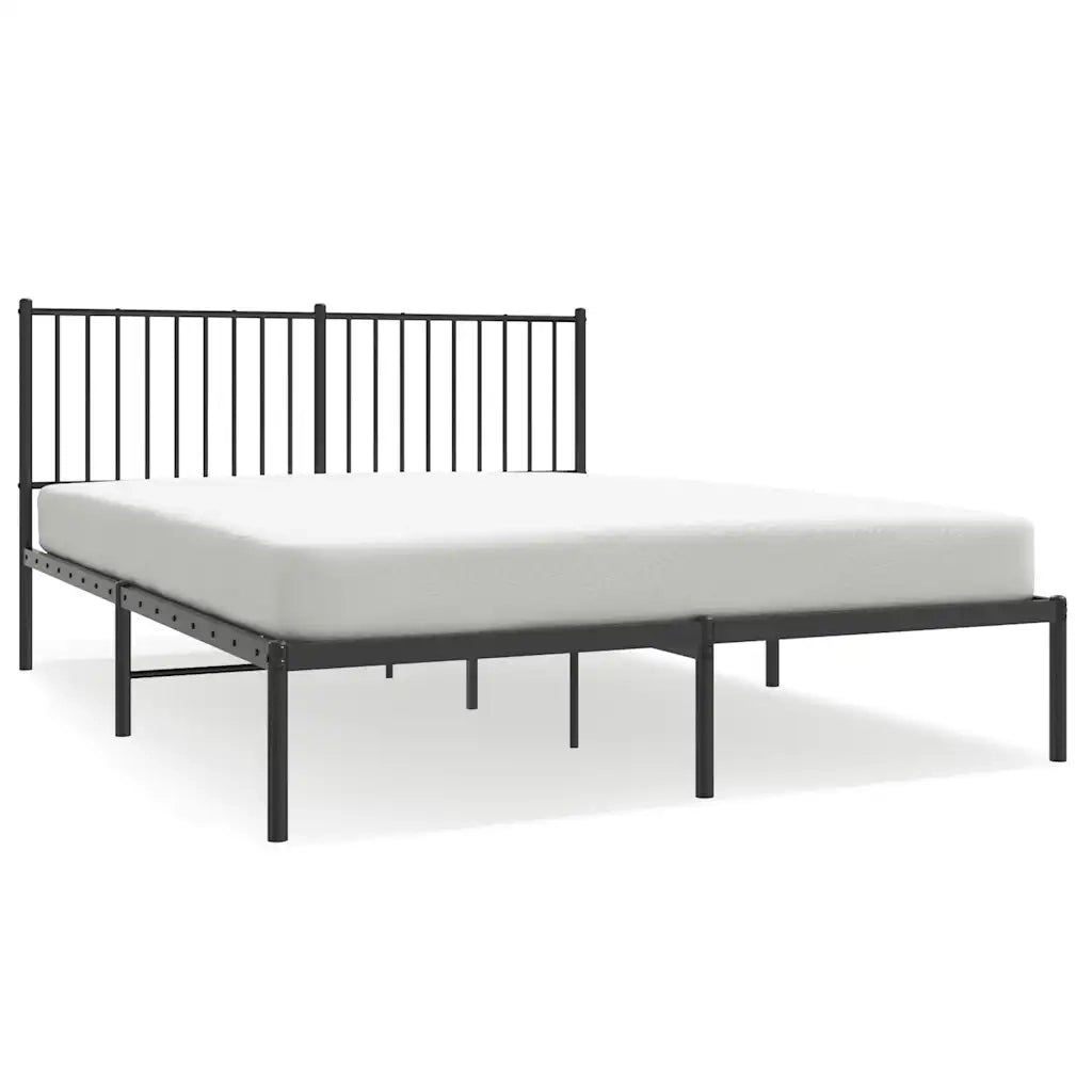 Letto matrimoniale | Letto per adulti | Giroletto con Testiera in Metallo Nero 160x200 cm