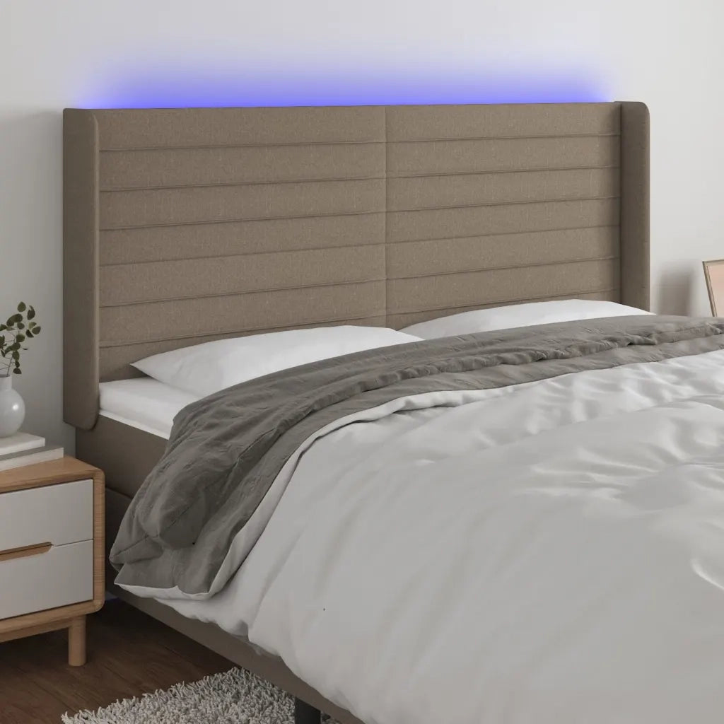 Testiera | Testata a LED Tortora 163x16x118/128 cm in Tessuto
