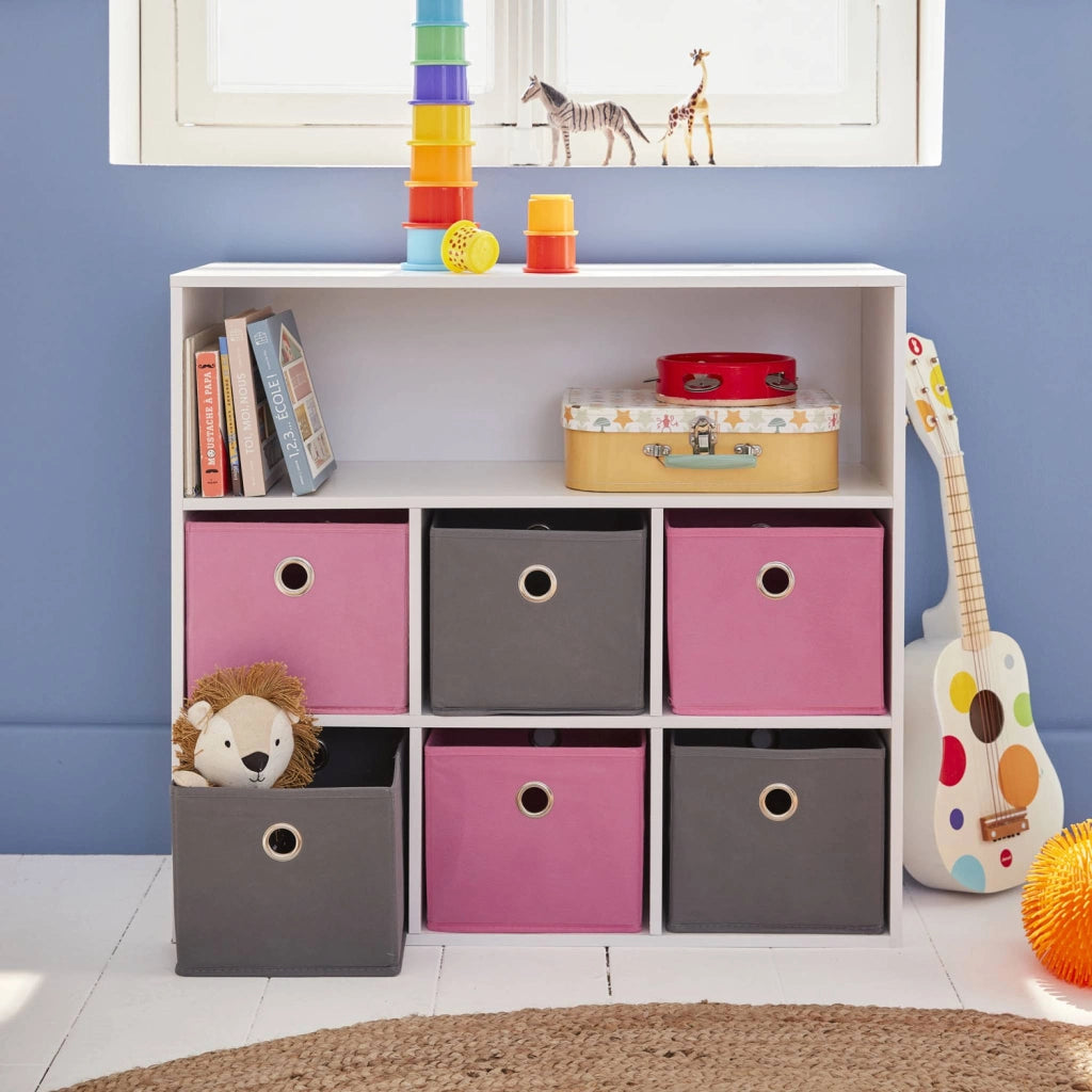Armadio contenitore per cameretta dei bambini con 6 cestini, rosa