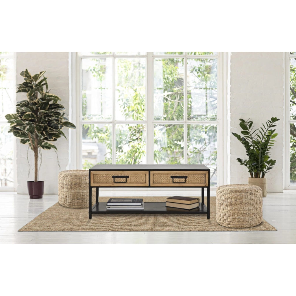 Porta TV Hanoi in ferro e legno — 95x38x38 cm