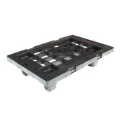 Pallet in plastica riciclata PP 400x600x124 mm con 4 piedi piano forato portata statica 500 kg dinamica 400 kg Nero
