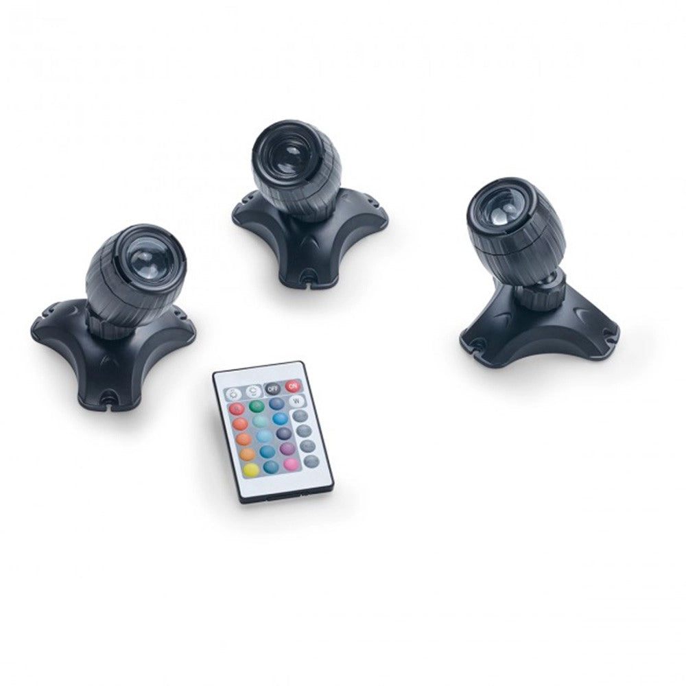 Pontec PondoStar LED RGBW Set 3 - kit di faretti con telecomando per laghetto