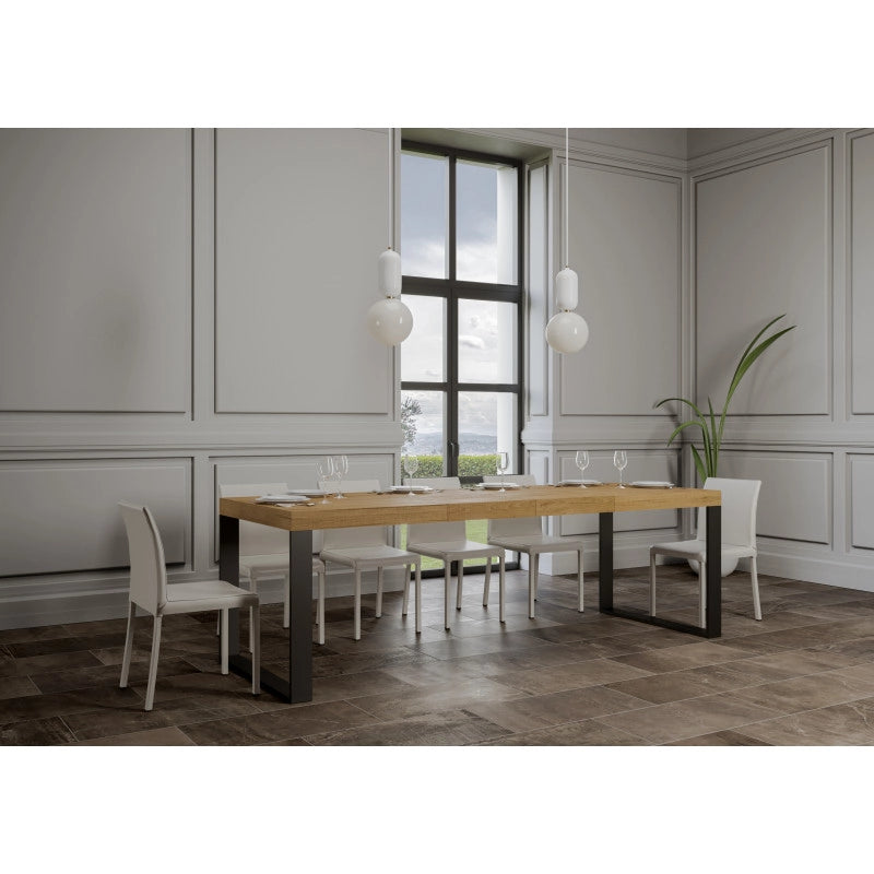 Tavolo allungabile 200/304x90 cm Tecno Premium telaio Antracite - Quercia Natura