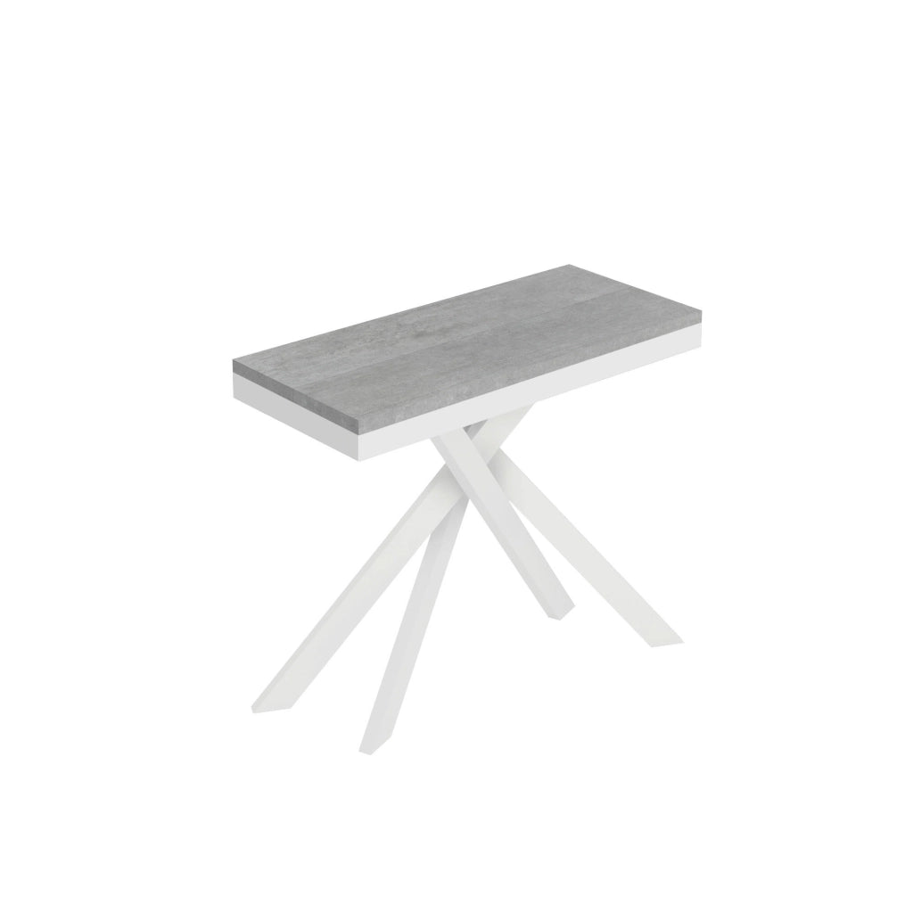 Consolle allungabile 90x40/300 cm Saki Evolution cemento telaio bianco