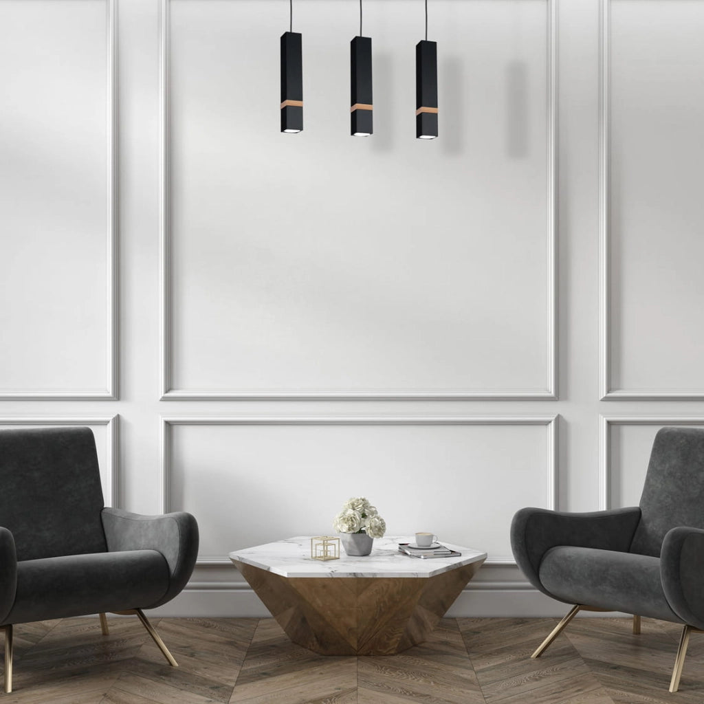 Lampadario sospeso Milagro Vidar nero legno 3xGU10 35W