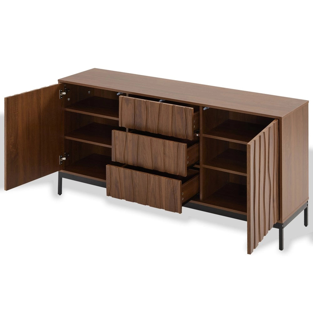 Credenza 150cm ¨C Xylo ¨C Rovere Scuro, 3 Cassetti, Legno, Soggiorno, Ingresso