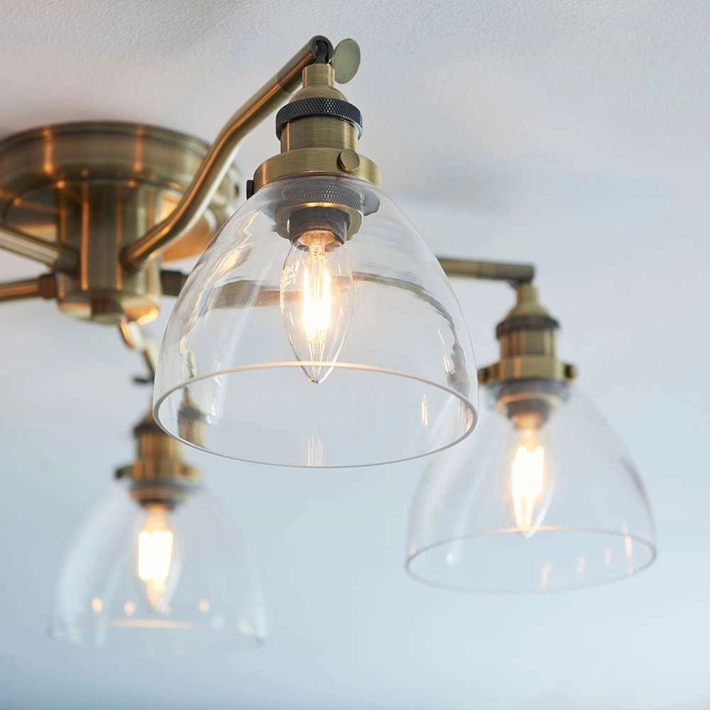 Plafoniera vintage ottone antico 5 luci E14 Endon Hansen