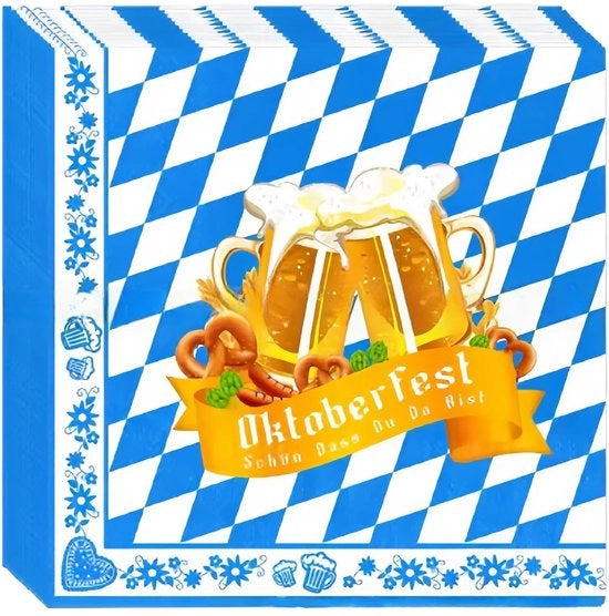 Serviette di carta Oktoberfest 40 pezzi - 33x33 cm - Serviette bavarese - Serviette ecologiche - Serviette per festa