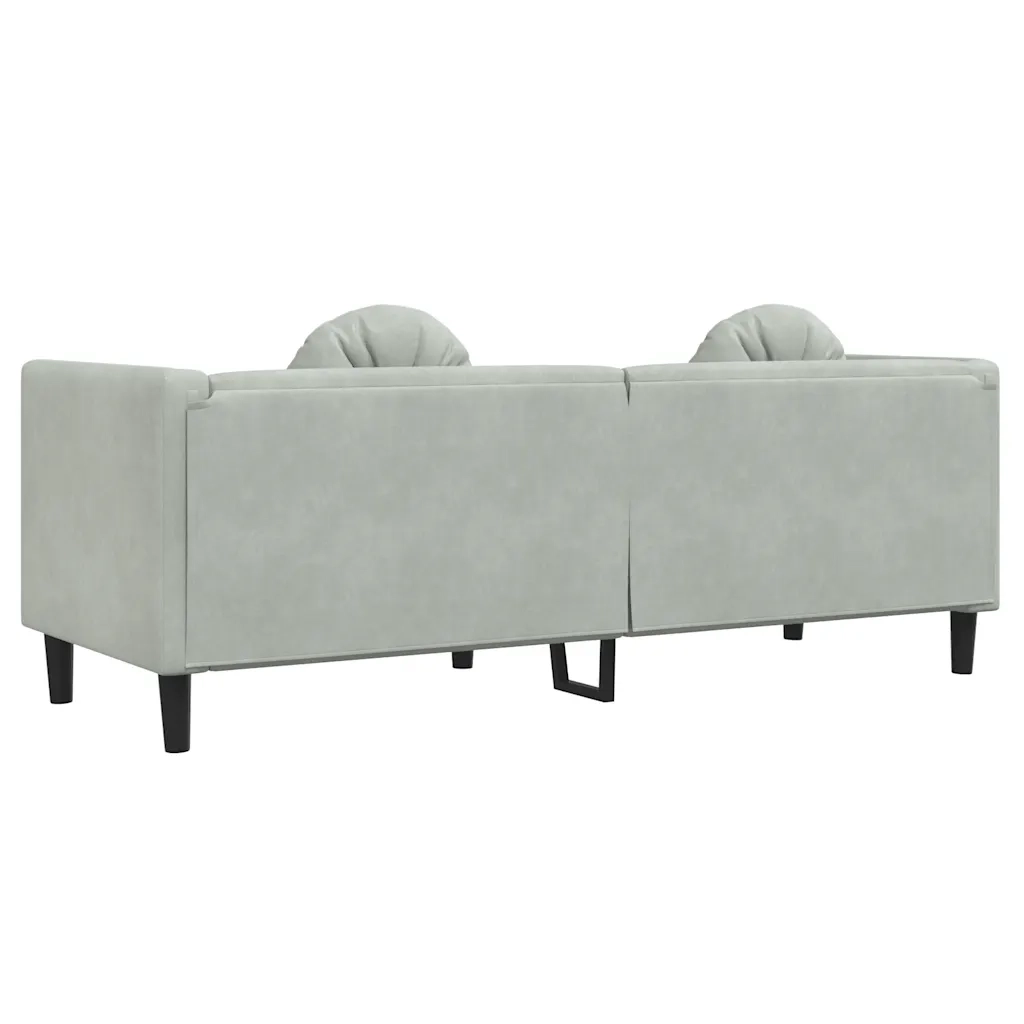 Divano a 3 Posti con Cuscini-Sofa 3 Posti con Cuscini Grigio Chiaro in Velluto