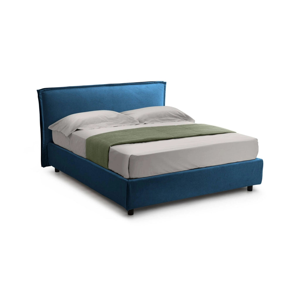 Letto Matrimoniale Bruzolo, Letto Matrimoniale Materasso Incluso Made in Italy, blu