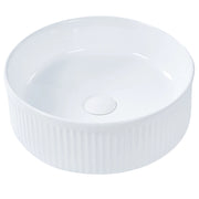 Lavandino da appoggio Ceramica bianca  ⌀ 37 cm Lucido Lavandino ovale per bagno Stile moderno