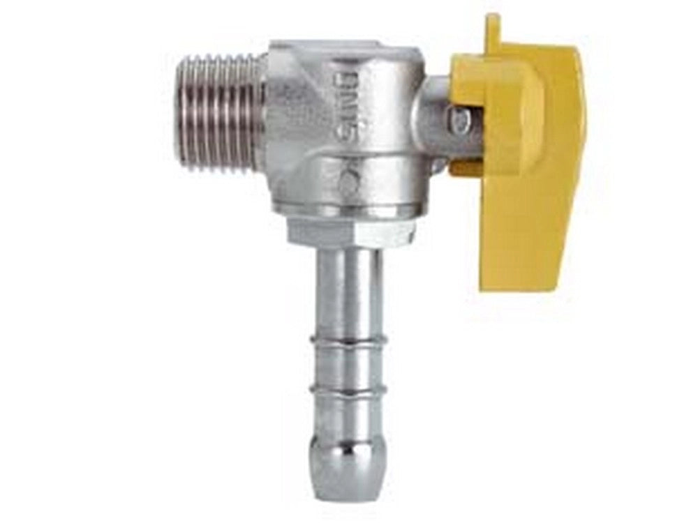 2pz rubinetto gas maschio 1/2" per metano a squadro con portagomma ø mm.15 cod:ferx.fer75916