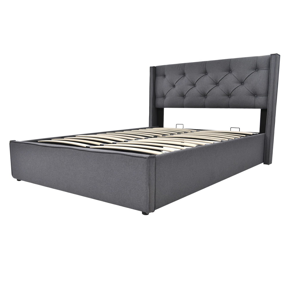 letto imbottito cotone grigio 140 x 200 cm