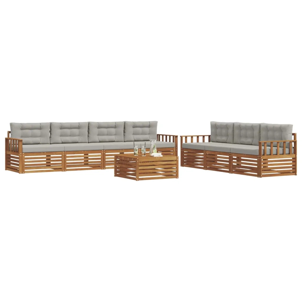 Set di divani da esterno 8 pcs Grigio Naturale e Chiaro 3373131