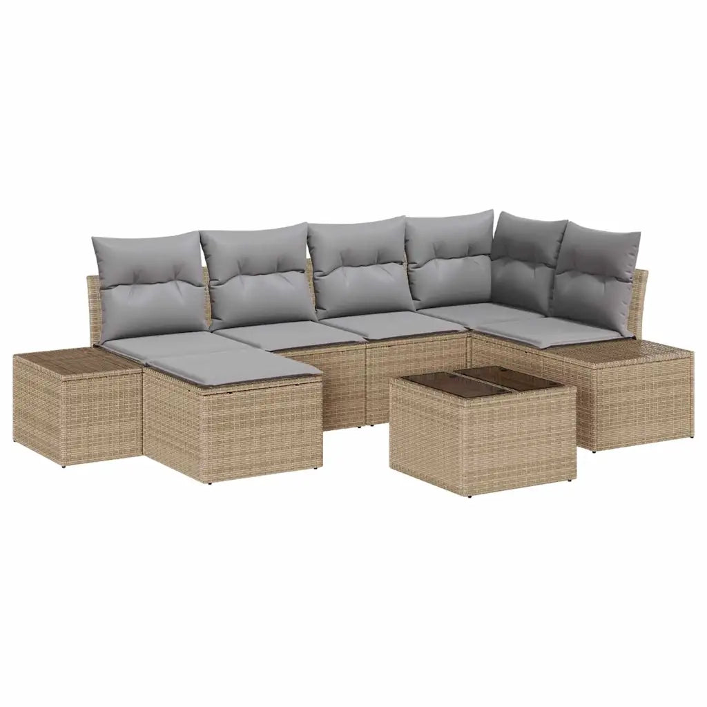 Set Divano da Giardino 6 pcs Beige e Grigio Chiaro polyrattan 3355809