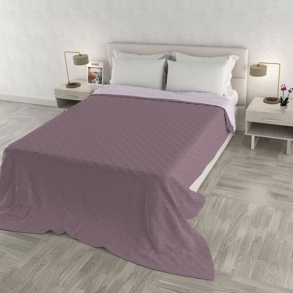 Trapuntino Estivo Effetto Water Washed Piazza E Mezza 220x250 cm in Microfibra Elderberry e Orchid