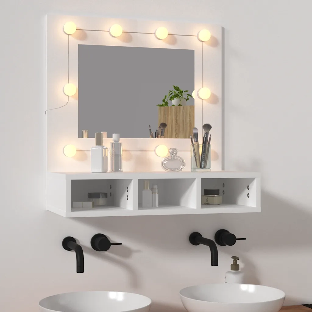 Mobile a Specchio con LED Bianco 60x31,5x62 cm 808882