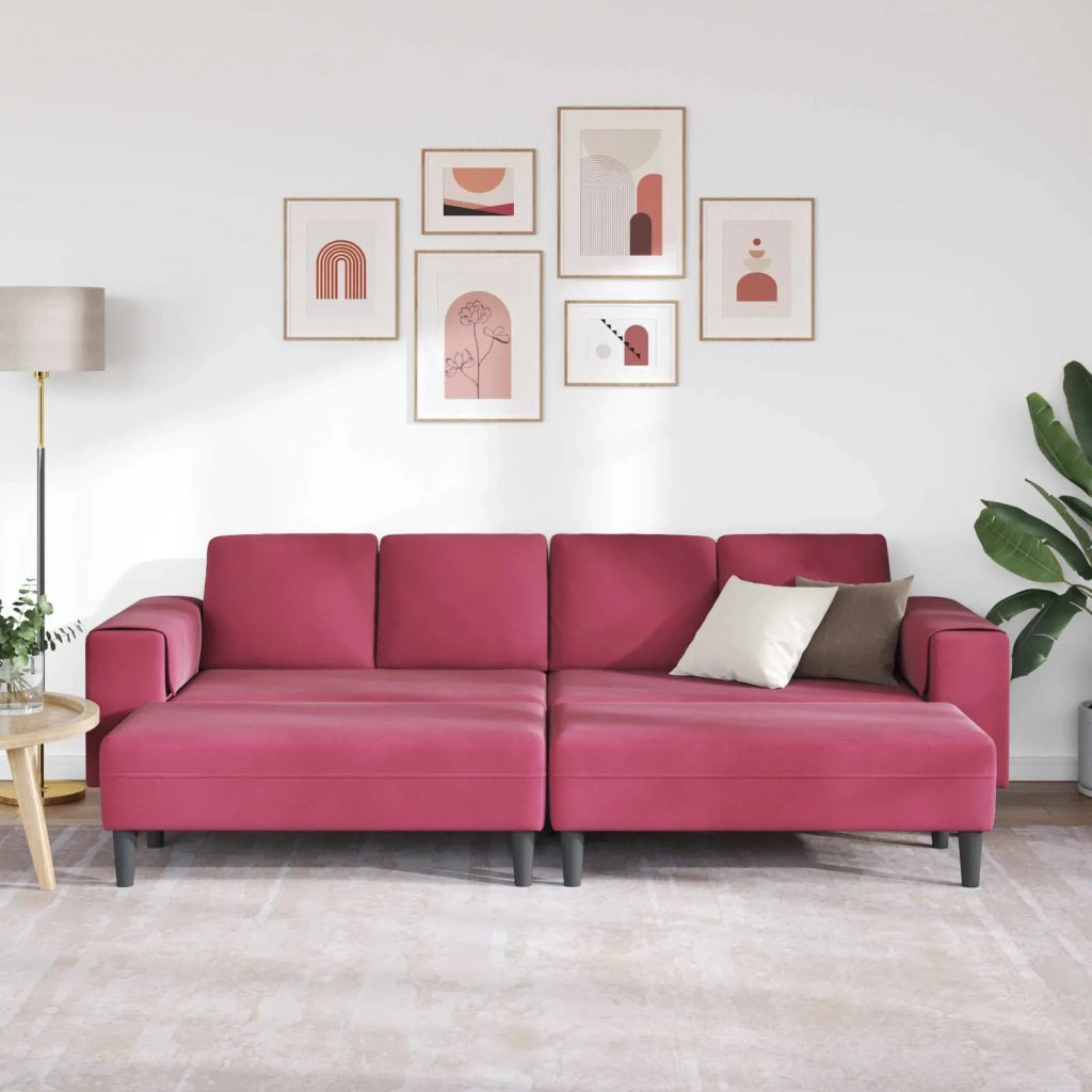 Divano per Soggiorno 3 pcs Rosso Vino 250 x 188 x 76 cm 3335126