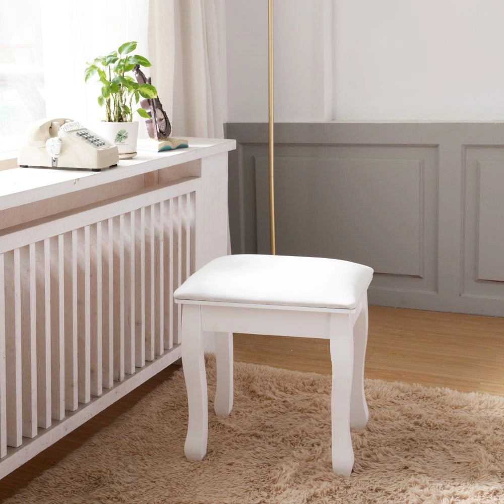 Poltrona Sgabello Imbottita ¨C MINIMAL ¨C Tessuto Bianco, Gambe Curve