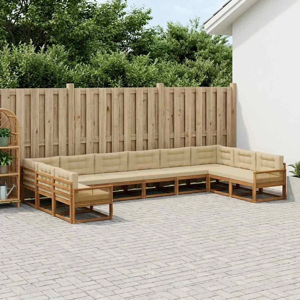 Set di divani da esterno 10 pz Naturale e Beige 3382931