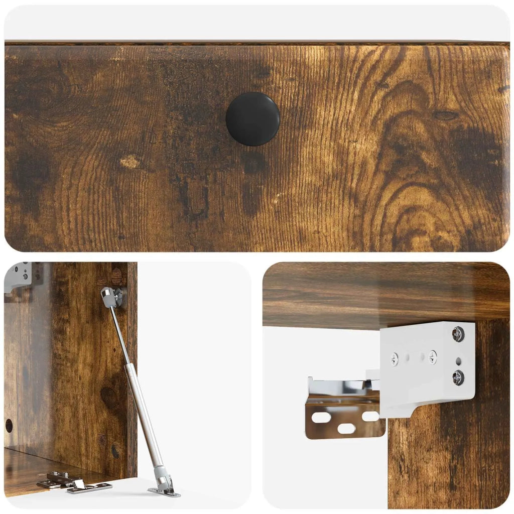 Mobile Porta TV da Muro-Credenza per TV sospesa 59,5 x 31 x 30 cm Rovere Fumo