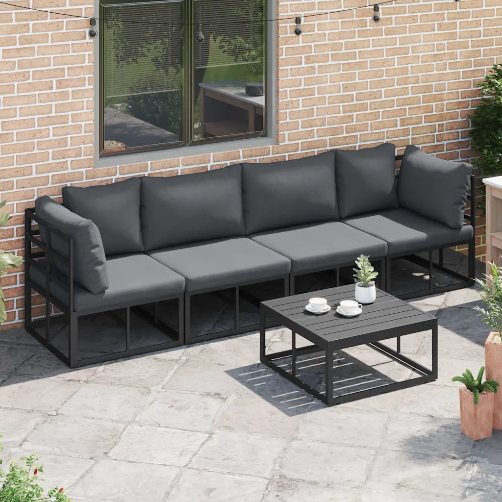 Set Divano da Giardino 5 pcs Nero Metallo