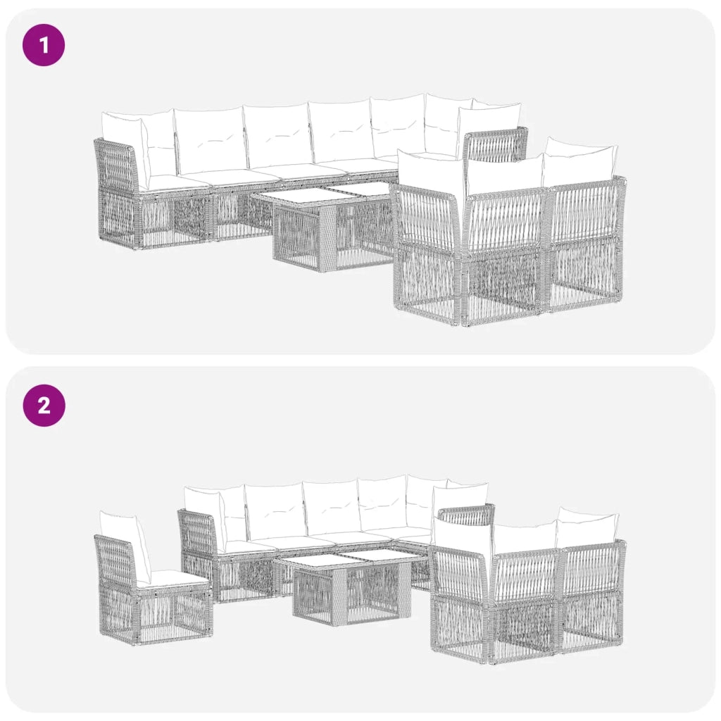 Set Divano da Giardino 8 pz Beige polyrattan 3436500