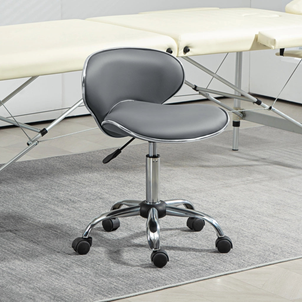 Sgabello da lavoro con rotelle e schienale ¨C Xylo ¨C altezza regolabile 44-56 cm, girevole 360¡ã, grigio
