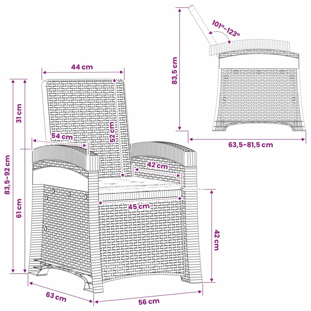 Set da Pranzo per Giardino 5 pz Grigio chiaro e Antracite PP 3430132