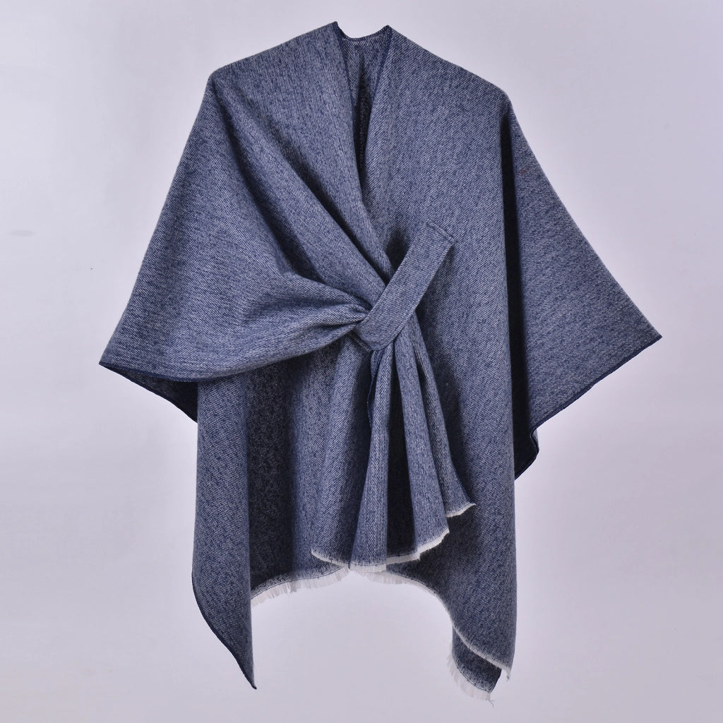 Nuovo mantello caldo da donna, semplice scialle in cashmere a tinta unita con spacco su entrambi i lati