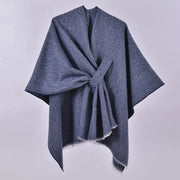 Nuovo mantello caldo da donna, semplice scialle in cashmere a tinta unita con spacco su entrambi i lati