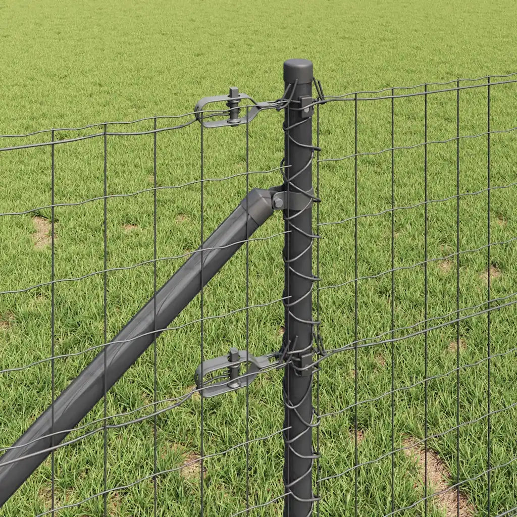 Recinzione con Posto Grigio 0,4 x 25 m Acciaio e PVC 3350671