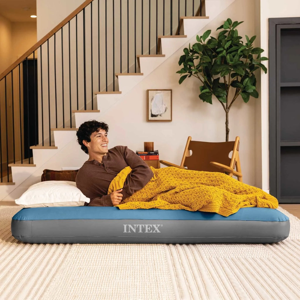 INTEX Letto d'aria con pompa  Blu Scuro e Grigio PVC 42035639