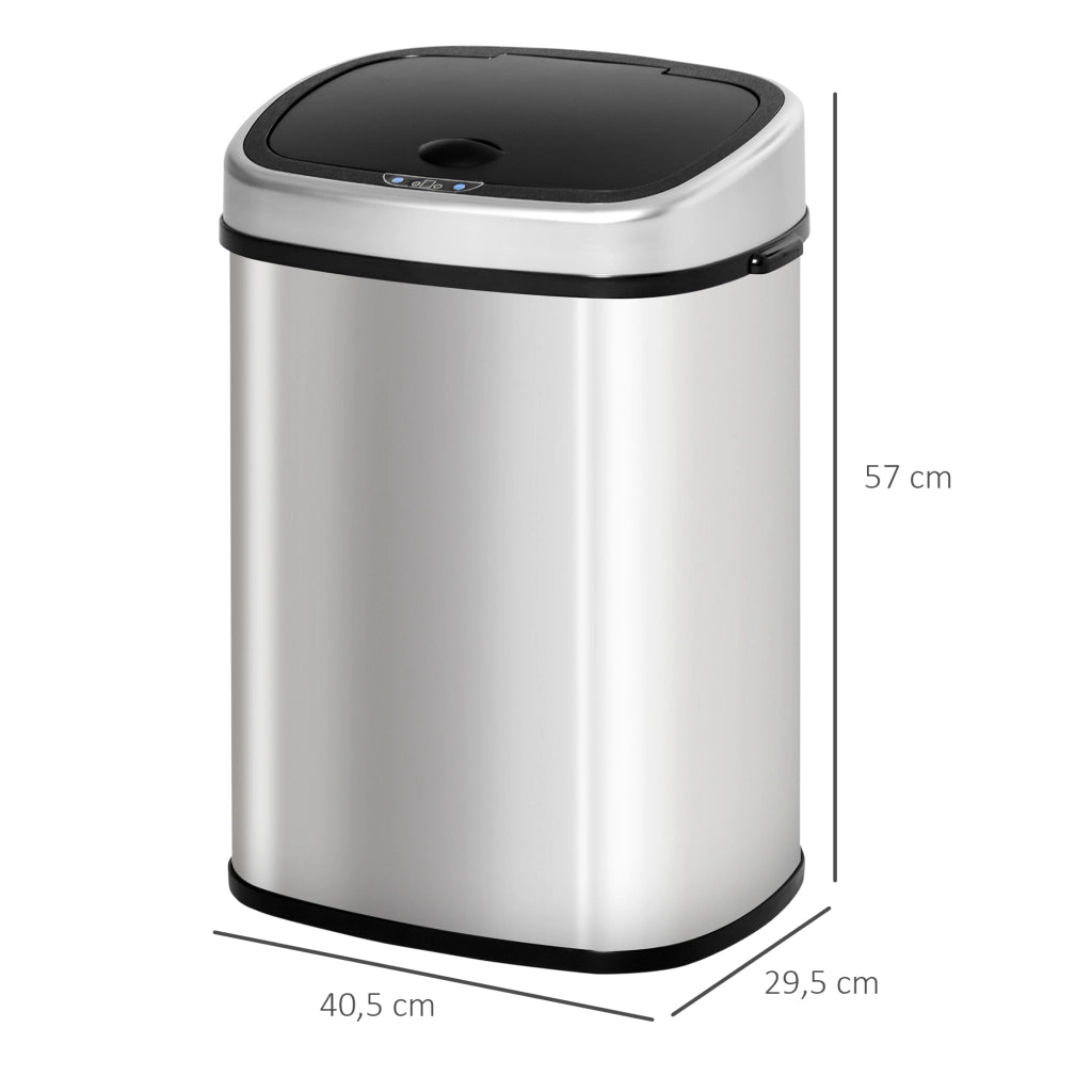 Bidone con sensore 48L ¨C zephmum ¨C acciaio inox argento