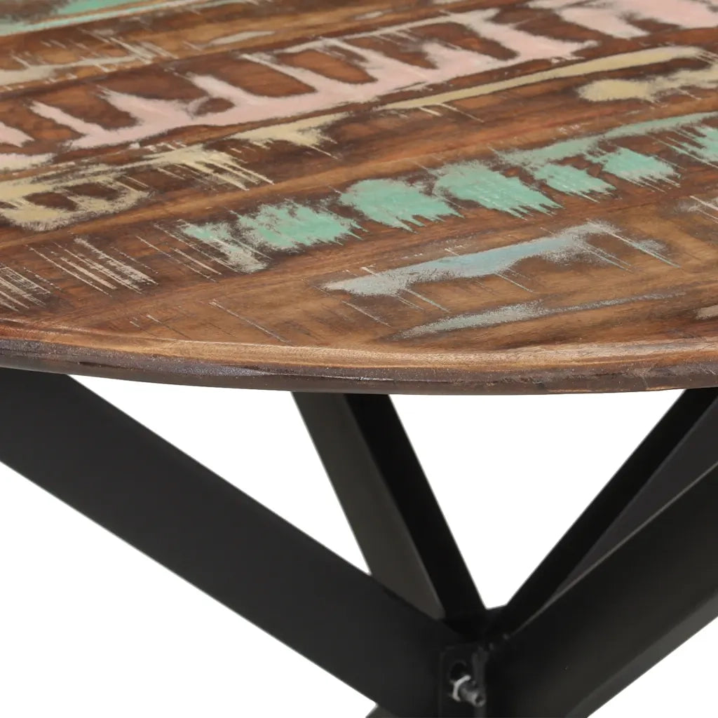 Tavolo da Pranzo | Tavolo da cucina ?110x78cm Legno Massello di Recupero e Acciaio