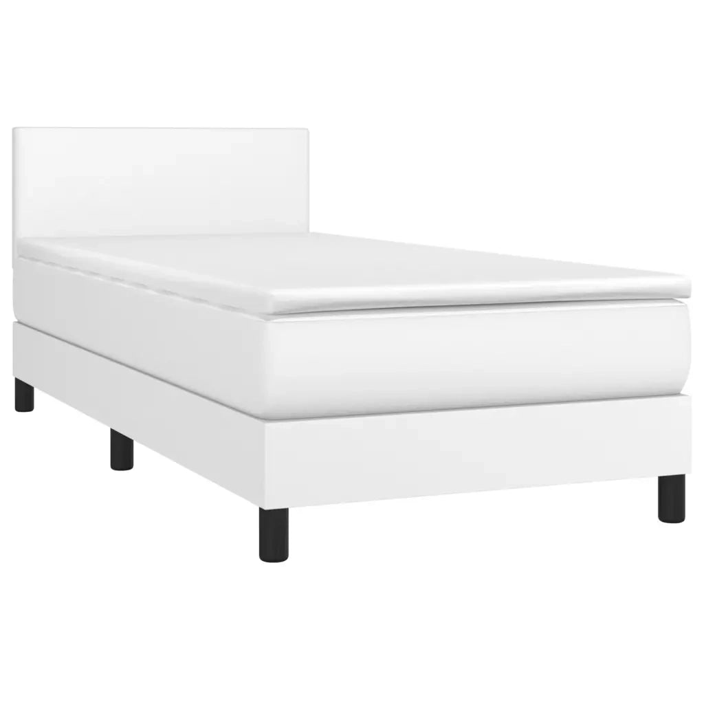 Letto singolo | Letto per adulti | Giroletto Molle con Materasso e LED Bianco 90x190 cm Similpelle
