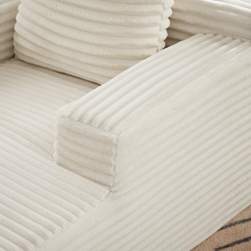 Chaise longue con funzione letto e seduta imbottita per soggiorno e ufficio in velluto a coste - beige