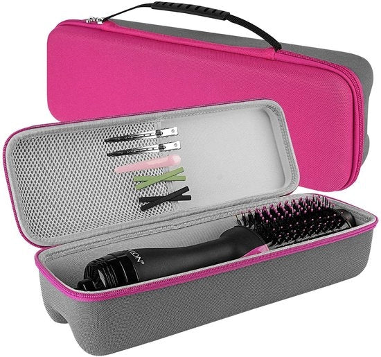 Casella di viaggio protettiva - Borsa di stoccaggio - Rosa Rosso - Per spazzola per capelli - Zainetto portatile per styling capelli - Adatto per styling capelli...