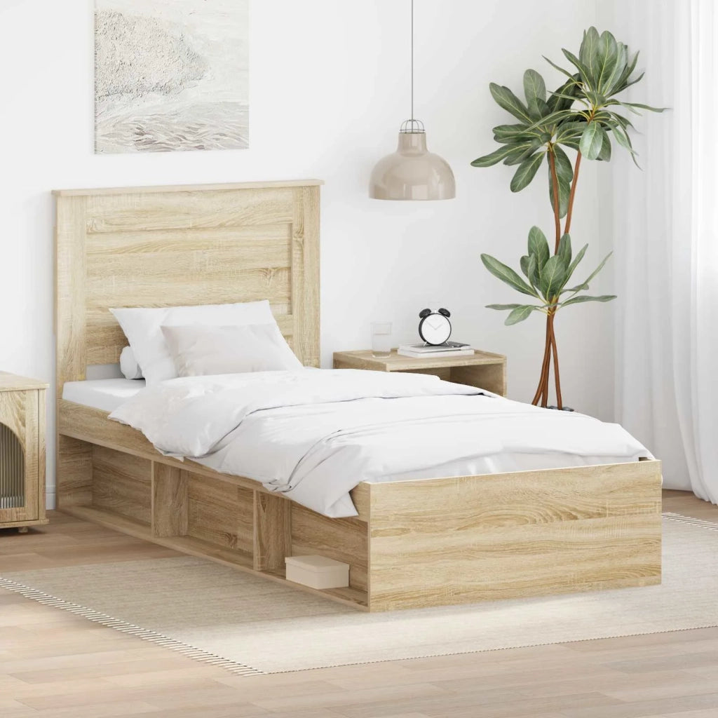 Struttura del letto-Giroletto Rovere Sonoma 75 x 190 cm Pino massello 258376