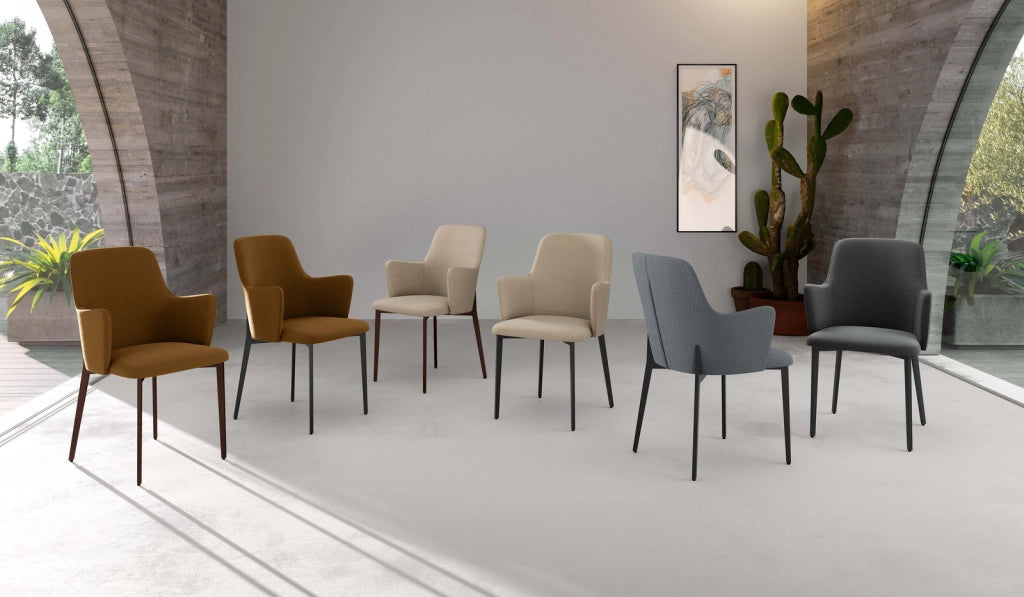 Set 4 Sedie Sophia 53,5x62,5x80 cm in Tessuto Easy-Clean Marrone