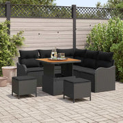 Set Divano da Giardino con cuscino con archiviazione 8 pcs Nero