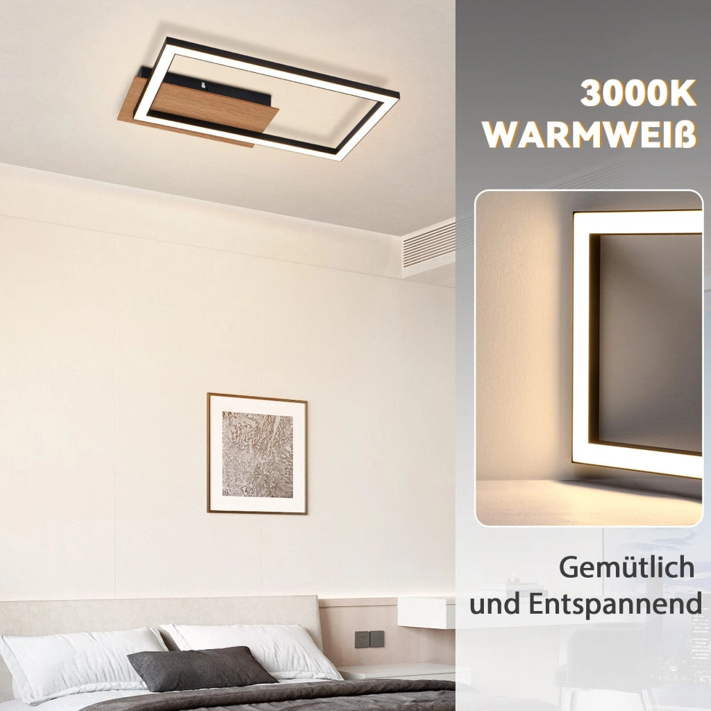ZMH Lampada da soffitto plafoniera LED rettangolare nera retrò 3000K per camera letto