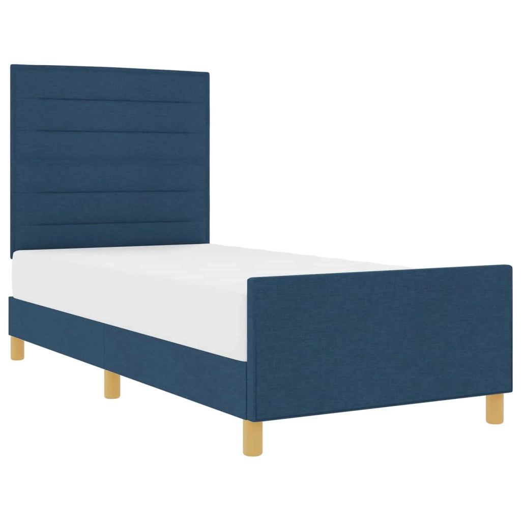Struttura del letto con testiera Blu 90 x 200 cm Tessuto