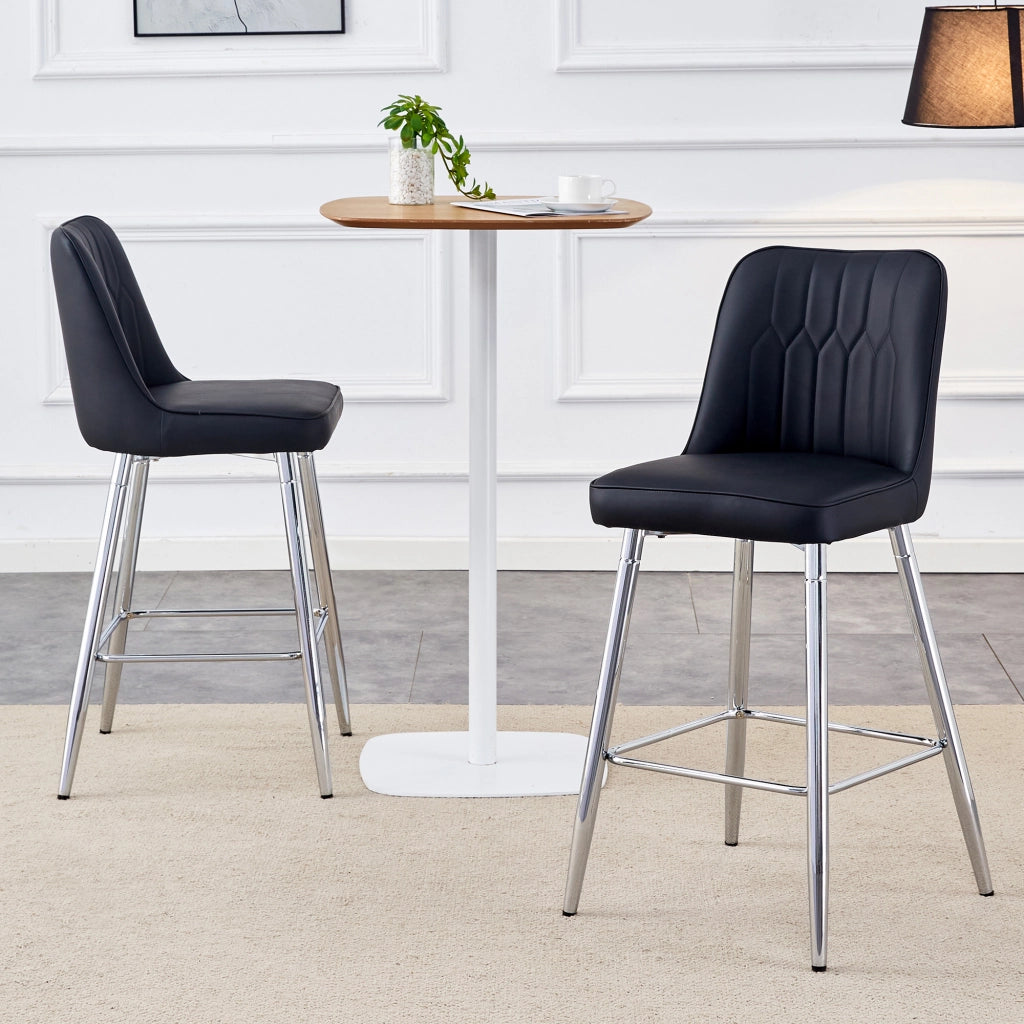 SGABELLO DA BAR Set da 2 pezzi 100 cm PU nero/metallo argento