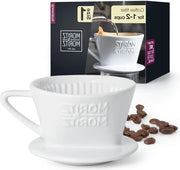 Filtro per caffè permanente - Manuale filtro caffè con eccellente aroma e sapore di caffè - Filtro per caffè in porcellana - Supporto per filtro caffè in misura 1 per 1-2 tazze - Bianco